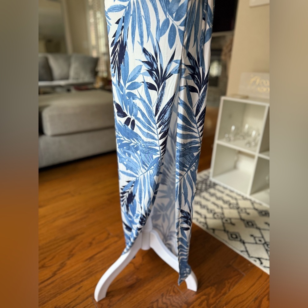 Lovely Day One-Shoulder Blue Leaf Dress - Picture 3 of 6